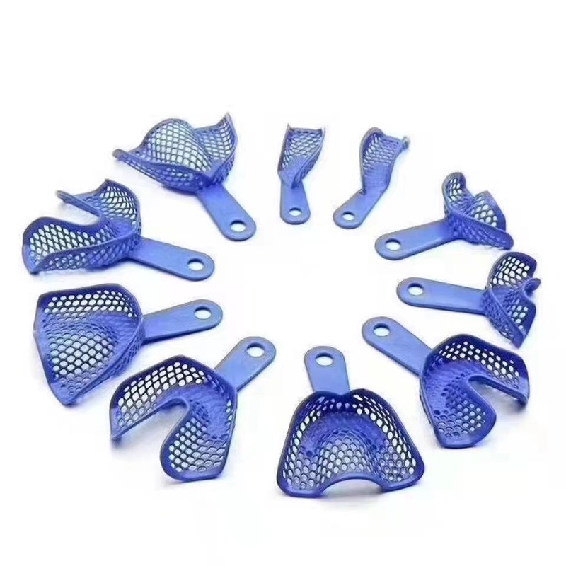 10 Pieces Of Adult Dental Impression Tray Plastic Steel Dental Tray