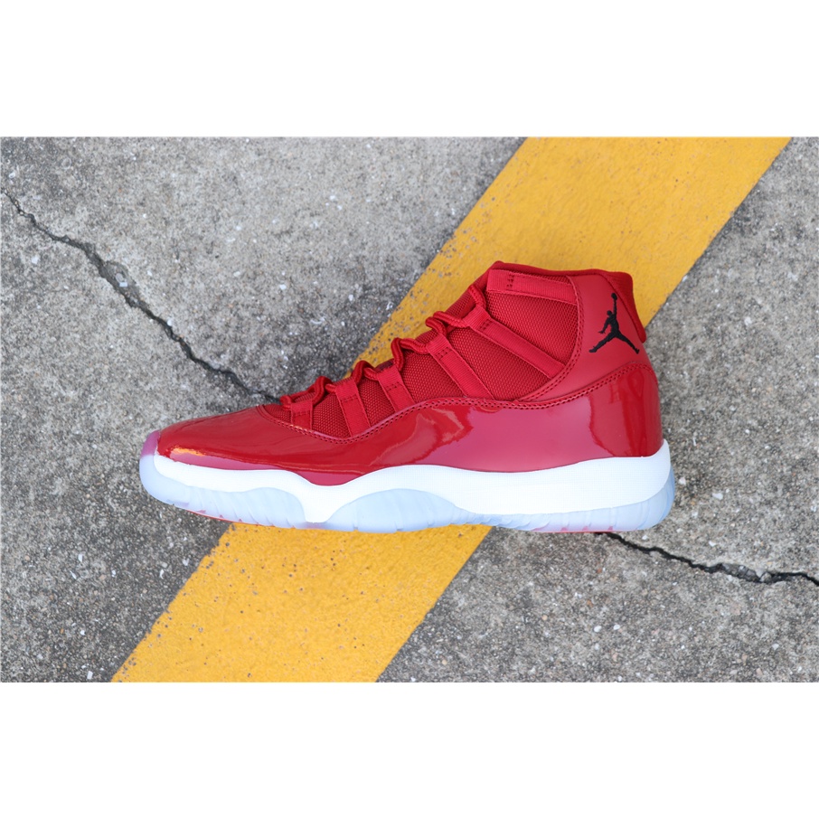 Estoque Pronto Air Jordan 11 AJ11 retro Ganha Como 96 Sapatos De Basquetebol Alto Vermelho Branco