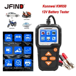 KONNWEI KW650 Testador De Bateria Para Motocicletas De 12V Analisador De Sistema 6V 100-2000CCA Ferramentas De Teste De Carregamento De Manivela