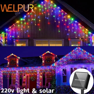 Luzes Solares De Cortina 4m À Prova D'água Fada String Para Garland Outdoor Wedding Party Decor Luz De Natal Branca Quente LED