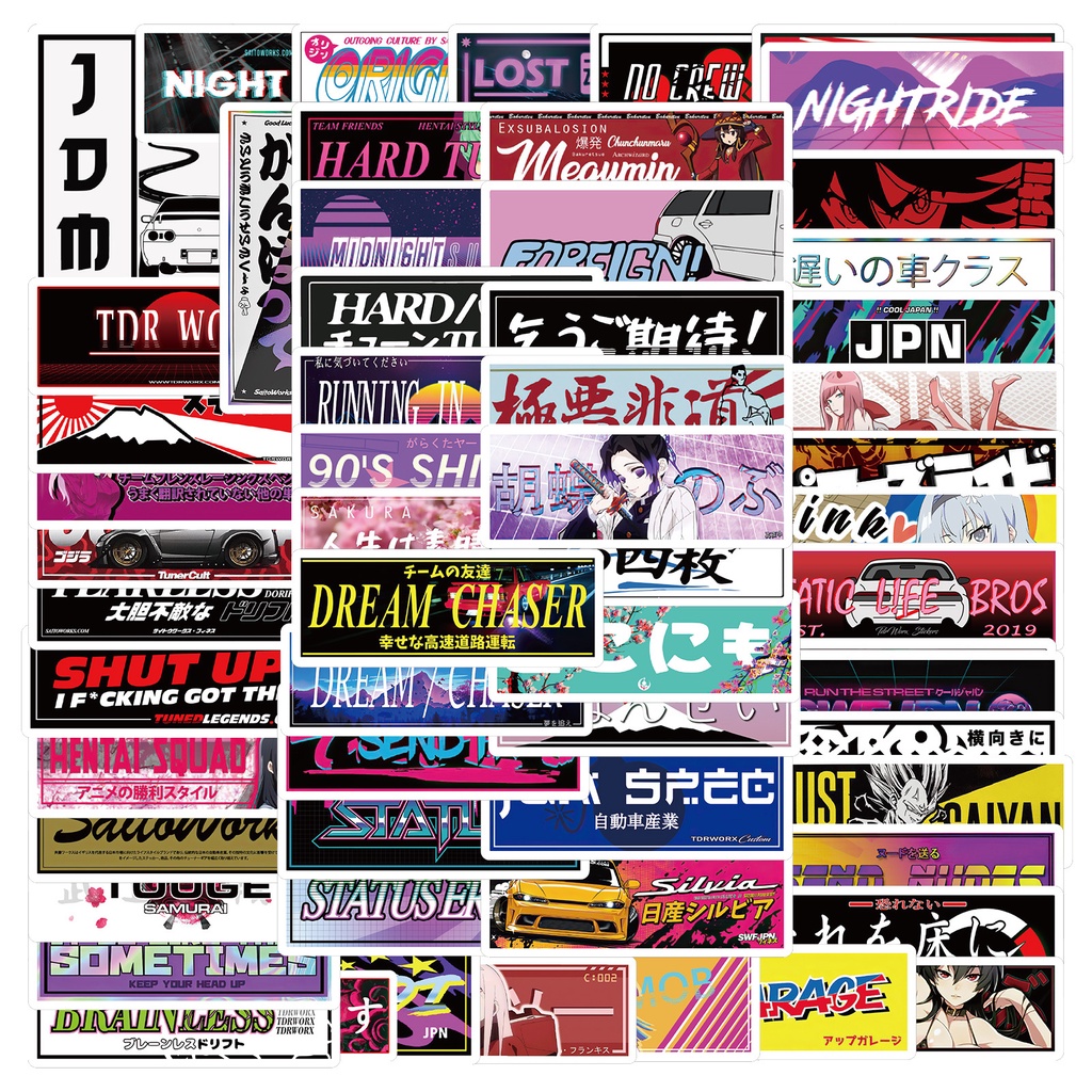 66pcs JDM Harajuku Slang Series 02 Mini Graffiti Sticker Set À Prova D'água Decalque De Moda Grafite Para Laptop