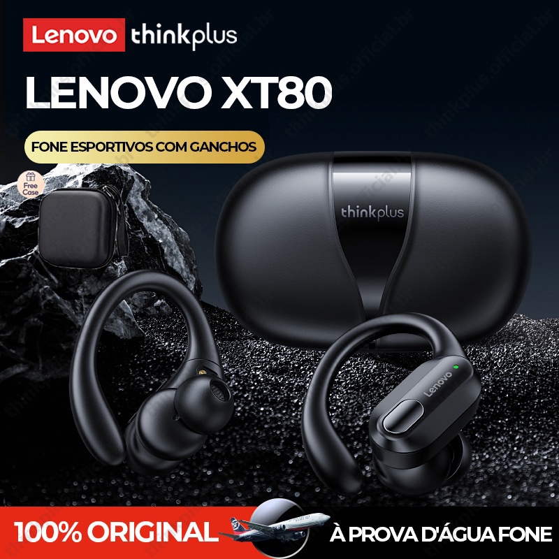 Fone De Ouvido Bluetooth Lenovo XT80 Sports Waterproof HiFi Stereo Wireless Earbuds Com Microfone 5.3