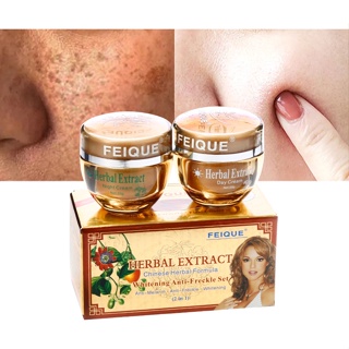 FEIQUE 2em1 Extrato De Ervas Creme Clareador De Sardas , Cformula Anti-Melanina Freckle Chinese Herbal