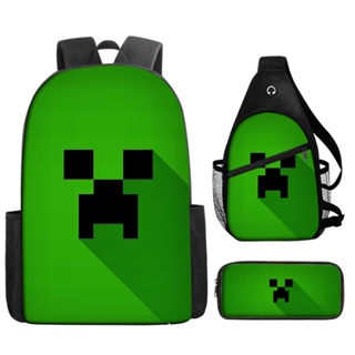 Minecraft Mochila Jogos de desenhos animados 3pcs Mochilas Escola Para  Meninas Meninos Set Primário Kid Alunos Alívio de Carga Mochilas