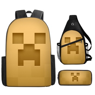 Minecraft Mochila Jogos de desenhos animados 3pcs Mochilas Escola Para  Meninas Meninos Set Primário Kid Alunos Alívio de Carga Mochilas