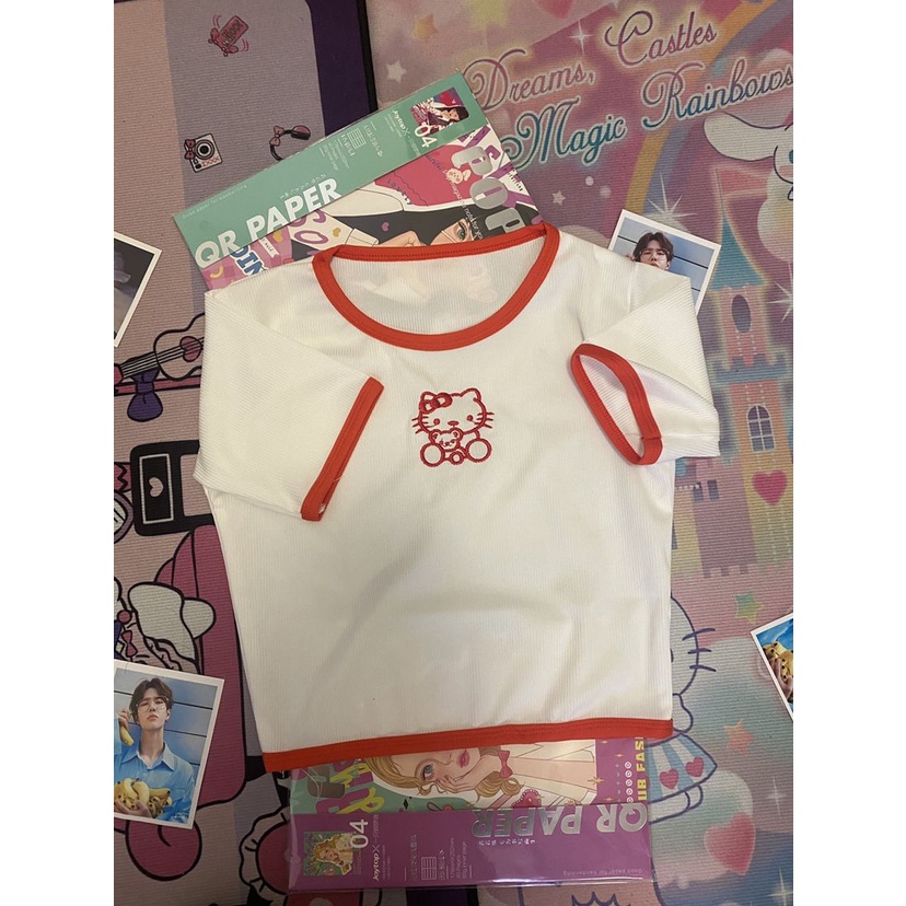 Camiseta Hello Kitty Melody Infantil Kawaii Sanrio Anime Cartoon Roupas  Casuais Y2k Kid Girl Boy Top