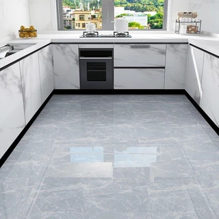 Adesivos Autocolantes de Piso de Cozinha Autocolantes de Piso de Cozinha em PVC à prova d'água à prova d' água para Banheiro Mármore Mármore Imitação de Piso de Azulejo