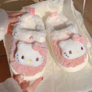 Sapatos japoneses de Confinamento Sanrio Hello kitty Cat Cotton Slippers femininos de inverno
