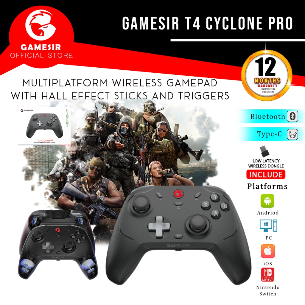 GameSir T4 Cyclone Pro Multiplataforma Gamepad Sem Fio Com Bastões E Gatilhos De Efeito Hall
