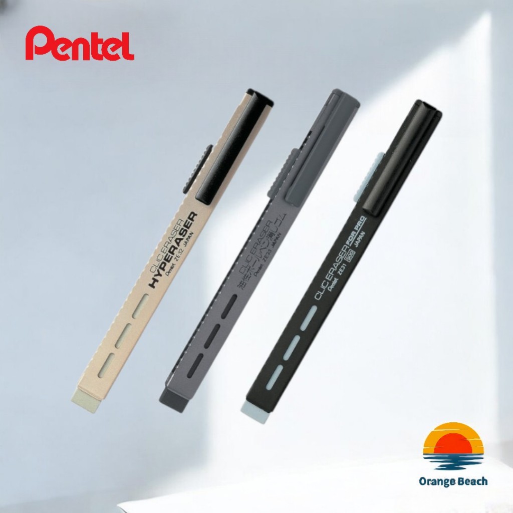 Pentel Borracha Click Eraser/3 Tipos/Caneta Esfer XZE33/Hi-Polymer ZE32 ...