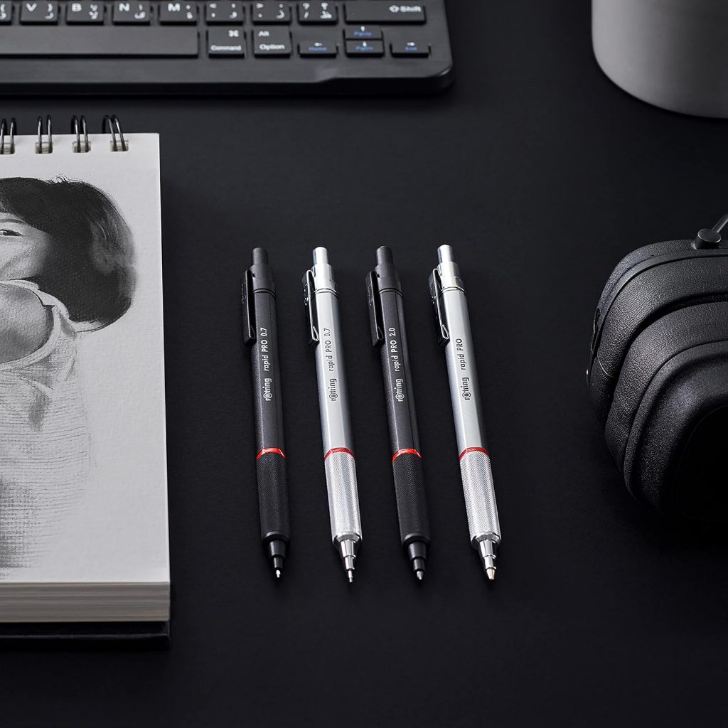 rOtring RapidPro Lapiseira/0.5 0.7 2.0mm Preto Prata 5 Tipos/Ponta