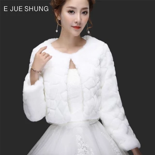 Casaco De Pele Feminino Bolero Manga Longa Para Festa De Casamento Vestido De Noiva Falsa Branca Tamanho Único S M