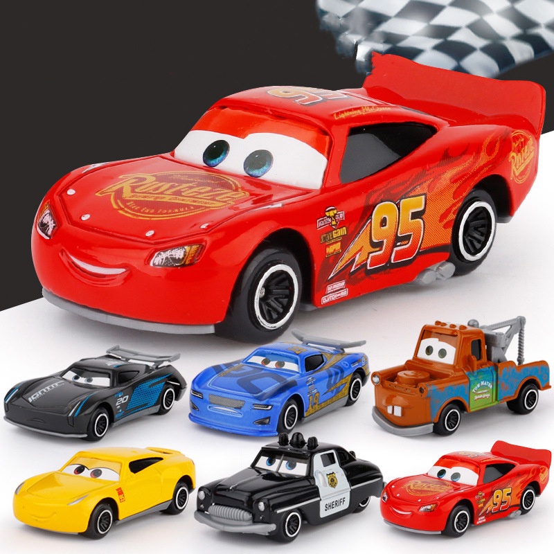 6 Pcs Set Pixar Carros De Brinquedo Figuras De Ação Relâmpago McQueen ...