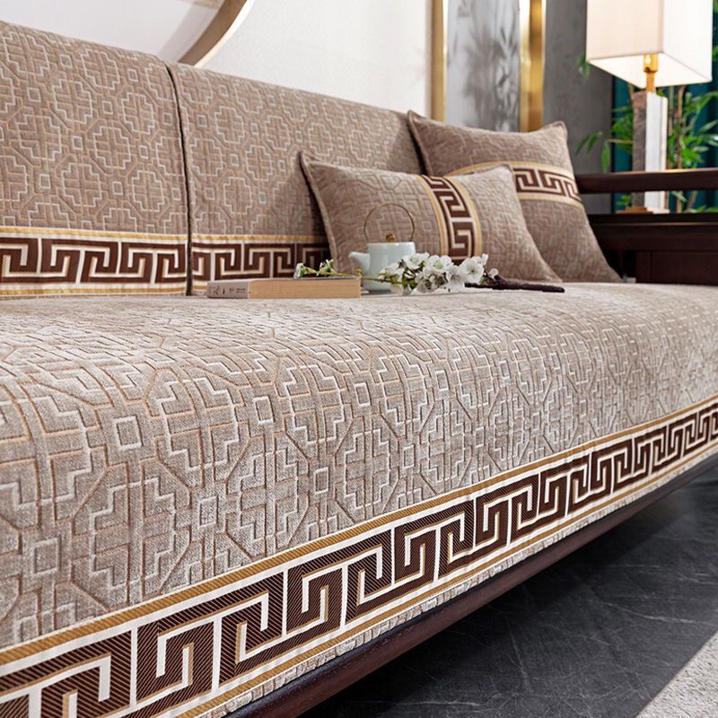 Sofa cushion for all seasons, made of Chenille solid wood sand cover, high-end mahogany, summer sofa cushion