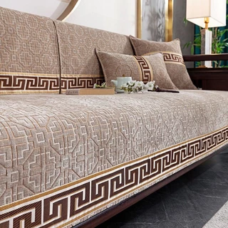 Sofa cushion for all seasons, made of Chenille solid wood sand cover, high-end mahogany, summer sofa cushion