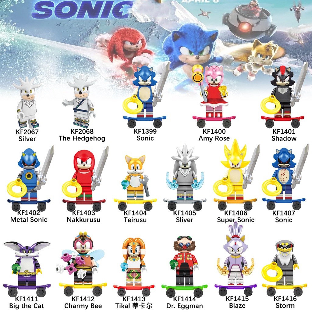 Lego Sonic O Porco Espinho Amy Rose MetalSonic Emenda Blocos De Construção  Brinquedos 6pcs Ação Figura Modelo