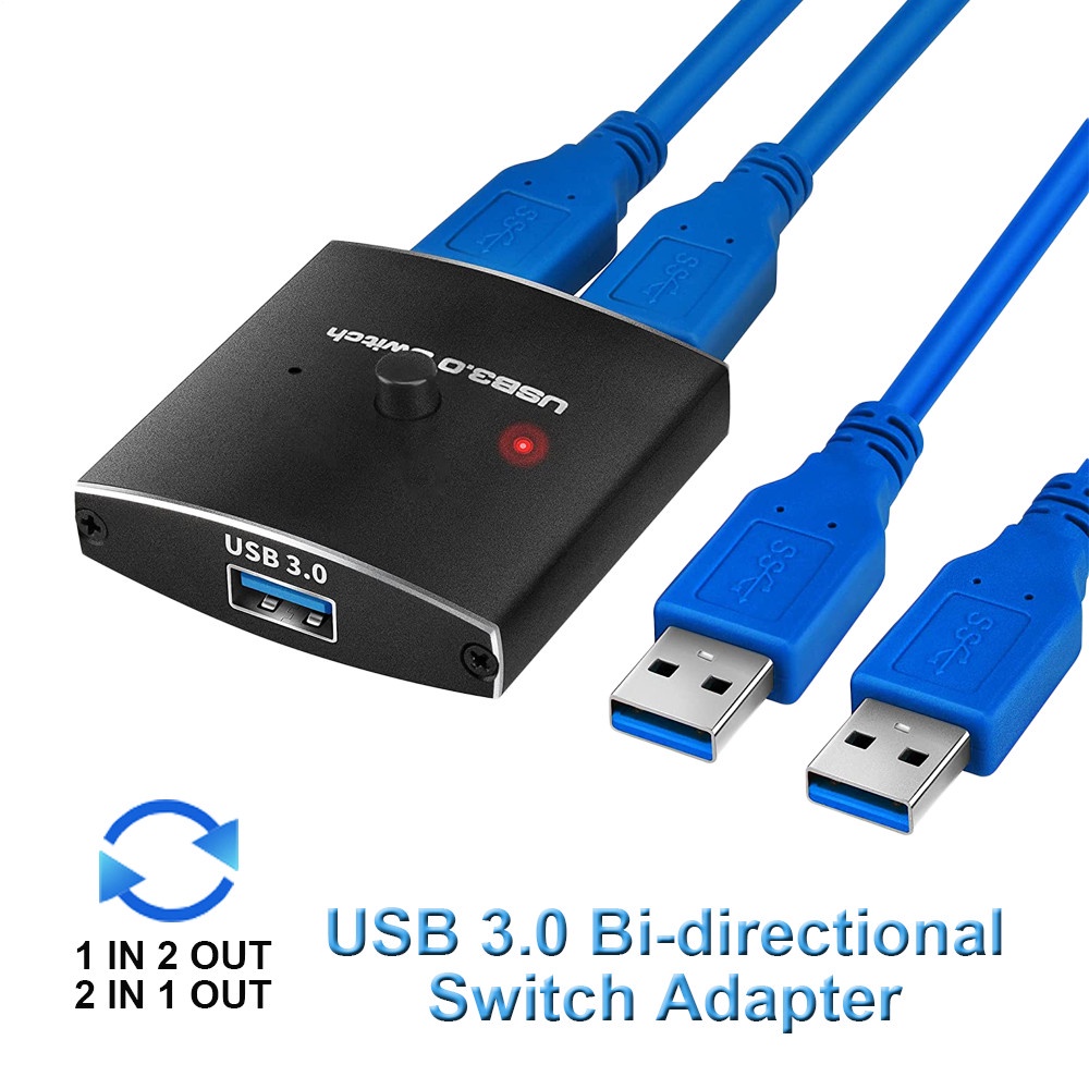 Interruptor USB 3.0 Switch Selector KVM 5Gbps 2 Em 1 Saída