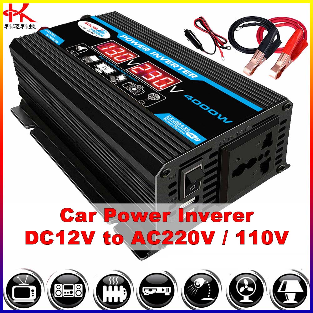 KMIND Inversor 12v 110v 220v Conversor Transformador DC 12v Para AC 220v 110v 600W Onda senoidal modificada Carga USB Plug Universal micro Inversor De Energia Solar 12 V A 220 V 110 V Inversores de carro onda senoidal pura 4000W 6000W 300W 500W 200W 100W