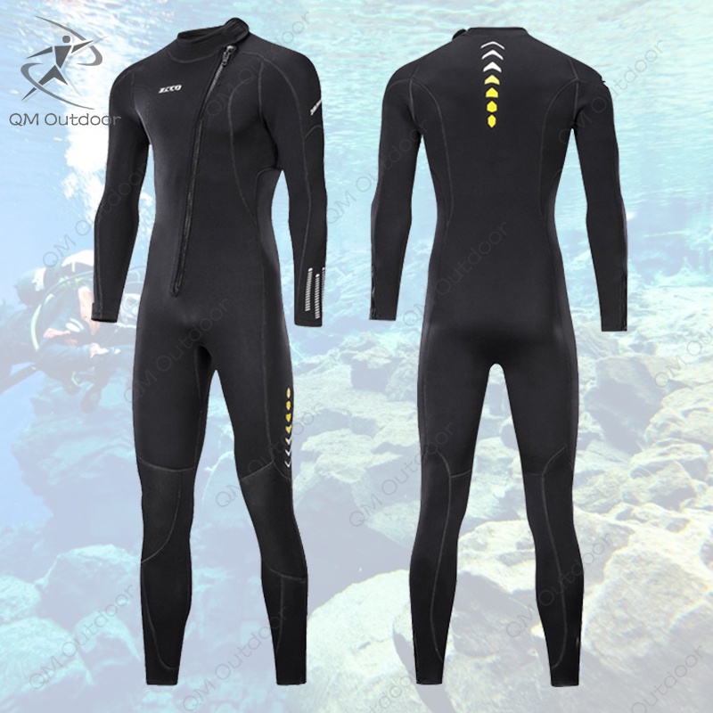 Fato De Mergulho Neoprene 3MM Com Zíper Frontal Para Snorkeling KiteSurfing Full Wetsuit