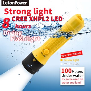 Super Poderosa Lanterna LED Mergulho, XHP100 Luz Amarela, Lâmpadas  Subaquáticas, Mergulho, Tocha Profissional, 8000 Lumens