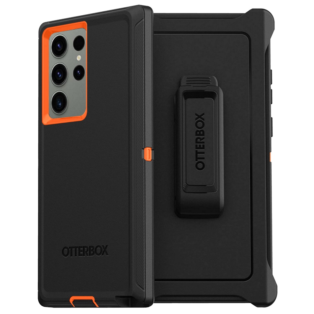 OtterBox Para Samsung S23 Ultra S23 Plus S23 S22 Defender Shockproof Case (Preto/Laranja)