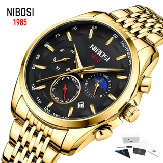 NIBOSI Relógio De Pulso Masculino Quartzo Aço Inoxidável Multifuncional Moda Relógios Esportivos Luminosos Com Calendário Cronógrafo