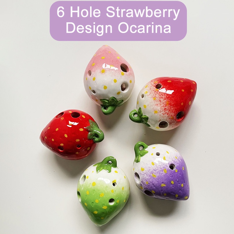 6 Furos Chave Meio C Ocarina Forma De Morango Cerâmica Material
