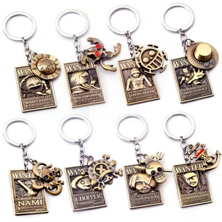 Chaveiro Anime One Piece Mokey D Luffy Ace Zoro Metal Porta-Chaves De Cobre Correntes Fósforo Duplo Presente De Trinquete