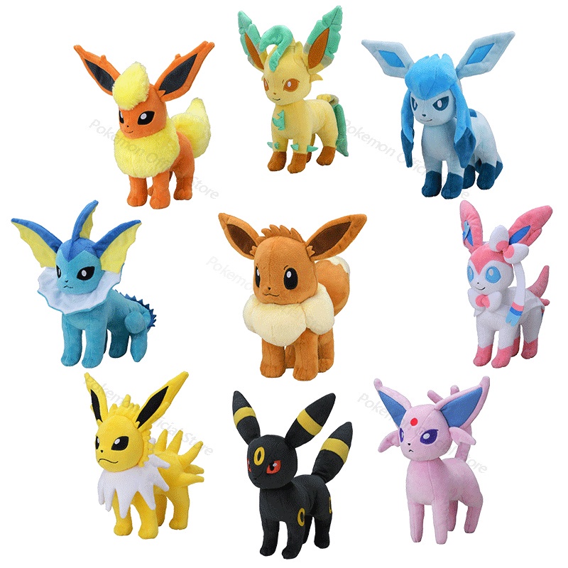 Boneca Brinquedo de pelúcia Pokemon Eevee Evolution Sylveon Flareon Joolaon/Umbreon/Vaporeon/Presente de aniversário para crianças RDRY