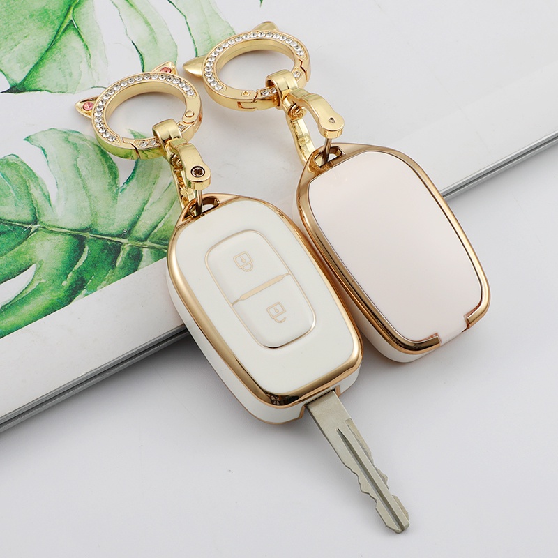 ontto Custodia portachiavi in TPU adatta per Renault Kwid Traffic Simbolo Dacia Sandero Logan Duster 2016-2024 Custodia per chiavi auto cover portachiavi custodia 3 tasti A bianco