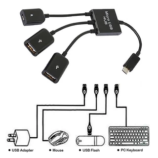 Porta USB 3 Em 1 Micro OTG Teclado Do Rato Jogo Tipo C Adaptador Cabo Tablet Preto Compatível Todos Os Celular Para Android