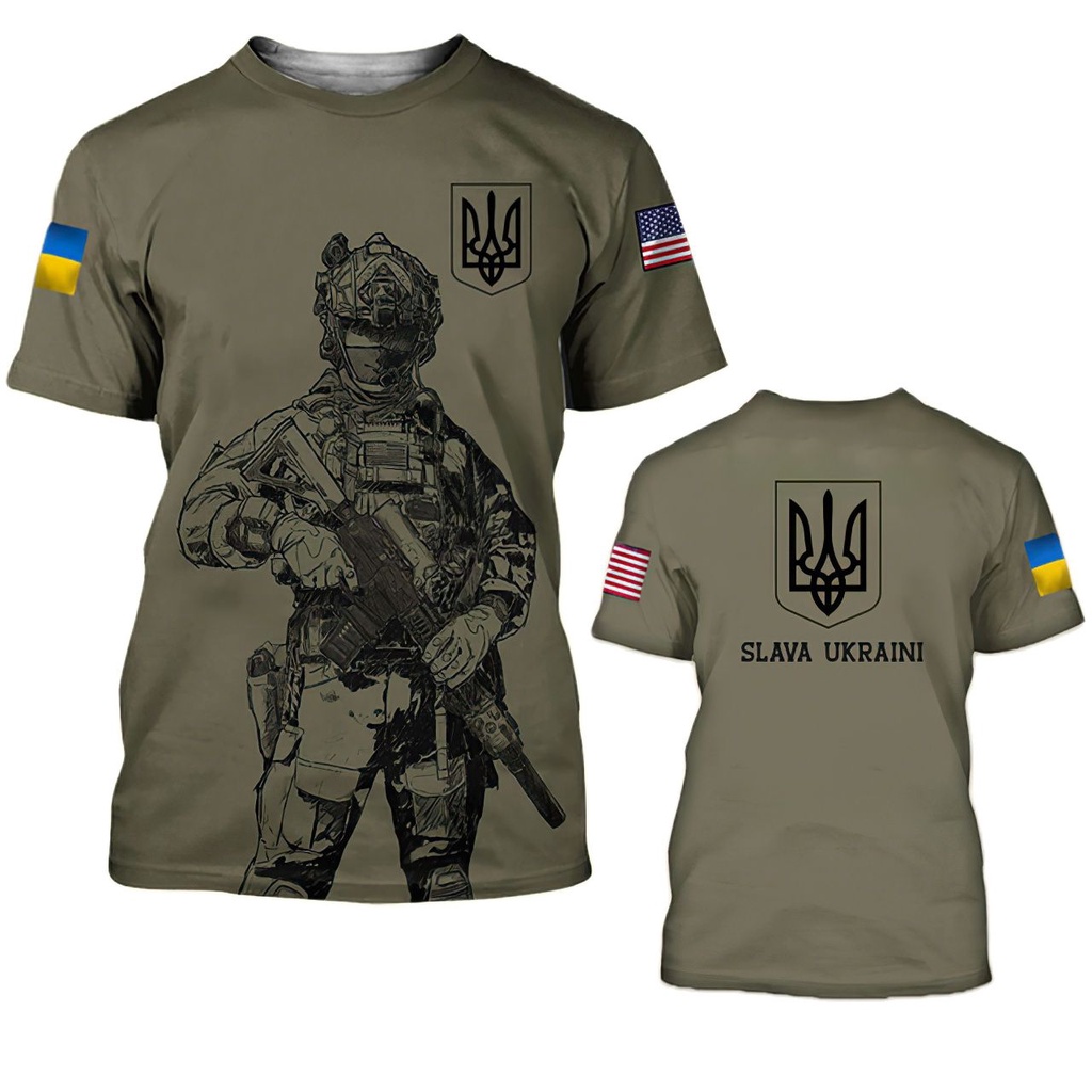 Ucrânia Camiseta De Camuflagem Masculina Viagem Militar Estilo ...