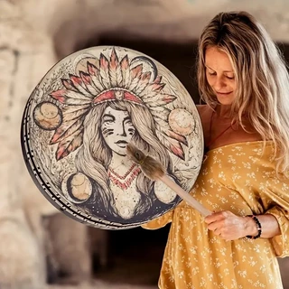 Instrumento De Percussão De Tambor Indiano Shaman A Árvore Da Vida Tambores Siberianos Abrir De Mão
