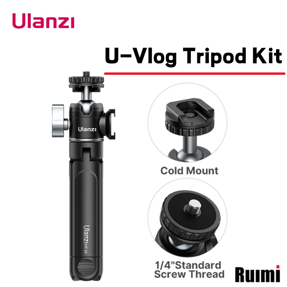 Mini Tripé Ulanzi U-Vlog lite Com 360 ° Cabeça De Bola E Sapata Fria Selfie Stick De Mesa Para Câmera iPhone Android Phone DSLR