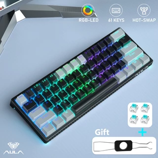 AULA F3261 61 Chaves Teclado Mecânico Com Fio RGB Teclados De Jogo Compactos Luz De Fundo LED Modo C Para MAC/Windows