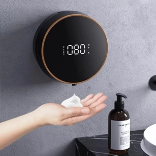 Dispensador Automático De Sabão Líquido Montado Na Parede Mostrador LED De Temperatura USB Recarregável Sensor Infravermelho Sem Contato Máquina De Espuma