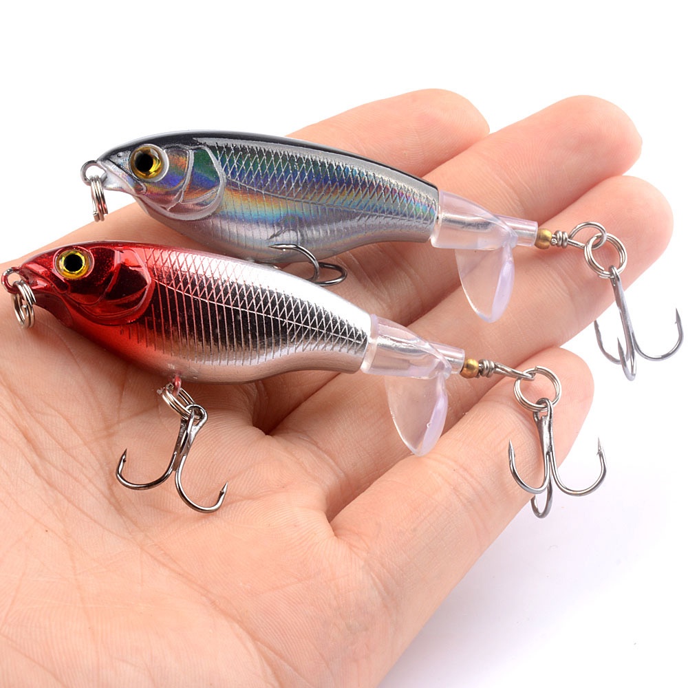 1pçs Isca De Pesca Topwater 7.5cm 6.5g Whopper Popper Wobbler Artificial Dura Robalo Plopper Rotação Suave Cauda Equipamento