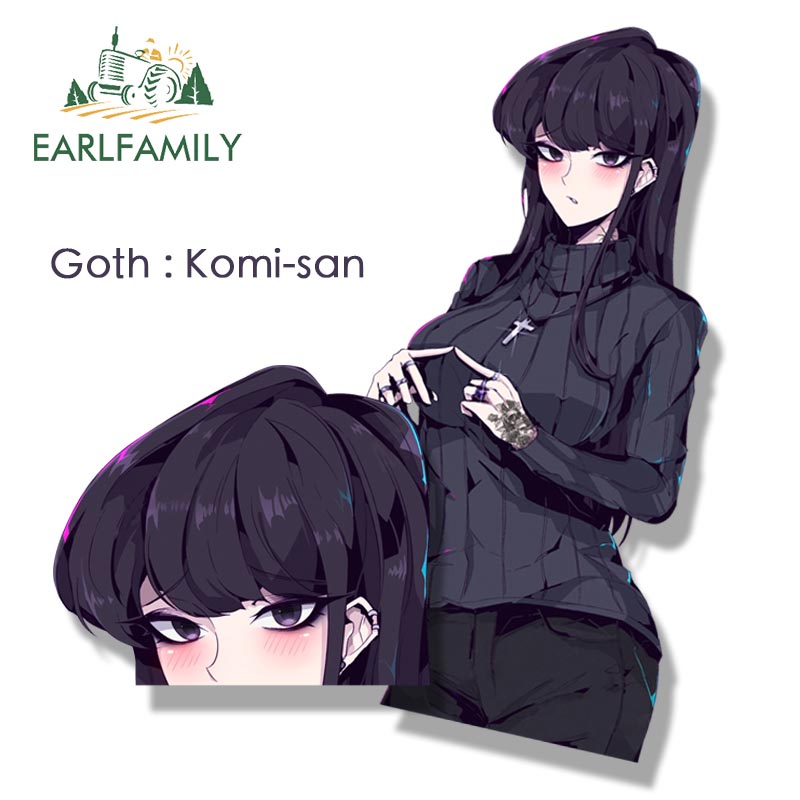 EARLFAMILY Autocolante Gótico Komi-san Fanart Anime Can T Comunicar Esboço Waifu Decalque JDM Autocolantes De Peek Graffiti