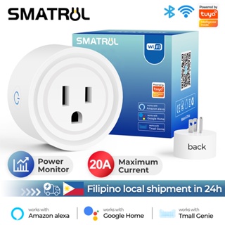 SMATRUL 20A/16A WiFi Smart Plug Tuya Adaptador De Tomada US Wireless Outlet Life APP Voz Google Home Alexa Parede De Luz LED