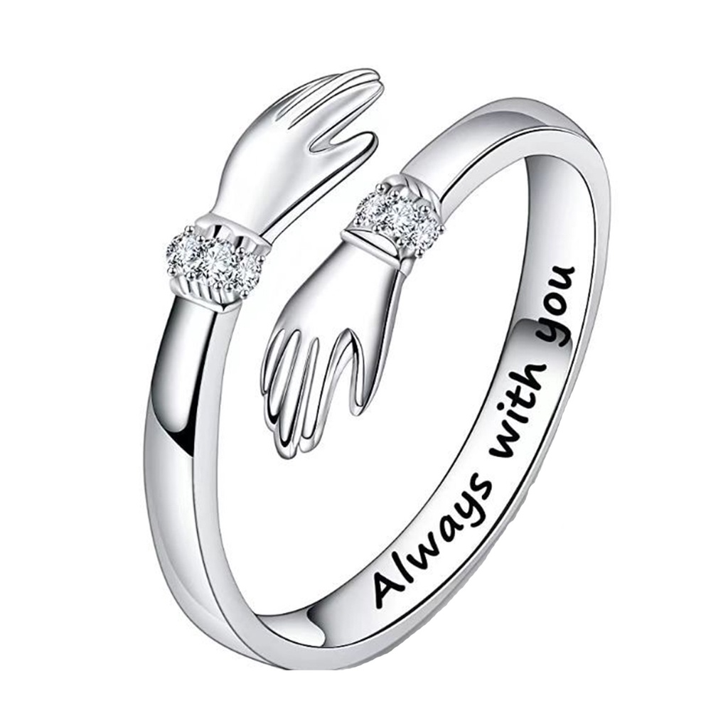 FULIN S925 Sterling Silver Hug Ring for Women Teen Girls , Anel