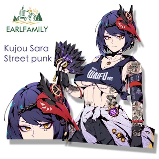 EARLFAMILY Street Punk Kujou Sara Peeker Autocolante Anime Genshin Impacto Waifu Fanart Decalque JDM Autocolantes De Desenho Animado Peek Girl Stickers
