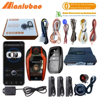 Manlubao Smartphone APP Carro Chave LCD Líquida Alarme De Vibração Anti-Roubo Do Motor Start & Stop Sistema De Botão De Partida Sem
