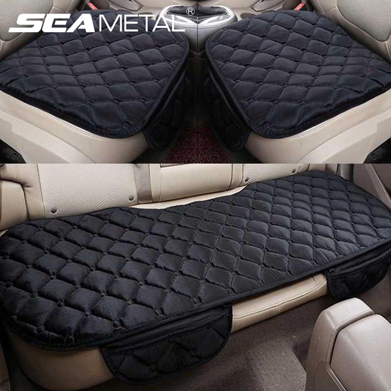 [Escolha De Valor] SEAMETAL Capa Do Banco Carro Universal Plush Non Slip Mat Cushion Set Protetor De Cadeira Com Bolso De Armazenamento Acessórios Interiores Automóvel Tapete