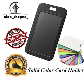 Porta-cartões de identificação deslizante Porta-cartões de identificação Hard Black Vertical Plastic Case Protector Pouch com janela transparente para cartões de identificação escolar Cartões de crédito Cartões de proximidade Cartões de chave Carteiras de