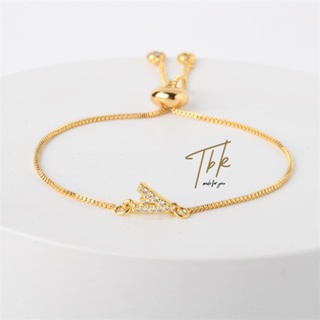 Bracelete Letra Ouro 18K Alfabeto Zircônia Cúbica Acessórios Para Mulheres A-Z 1167b