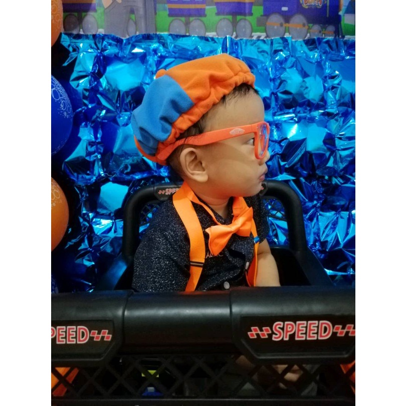 Ship Fast!! 2 Piece Blippi Custom Character Outfit Dress Overall sold Jumper and Hair Bow Set