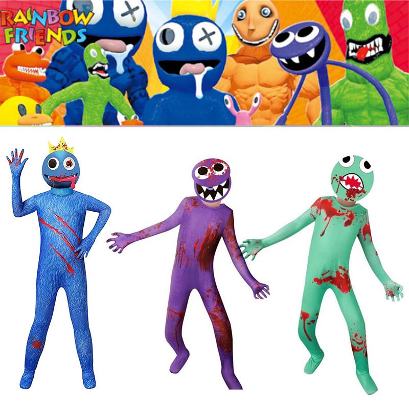 Blue Rainbow Friends Costume Inflável Crianças Adulto Menina