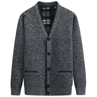 Casaco de lã masculino, casaco de lã, inverno, gola V grosso, malha, casaco casual, casaco de malha quente, 2023