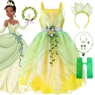 DYAA Tiana Cosplay Traje A Princesa E O Filme Anime Rã Brincadeira De Roupas De Halloween Do Carnaval Vestimenta