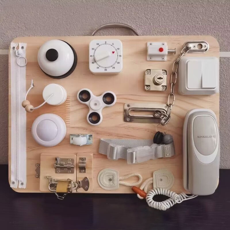 Peças sensoriais de atividade de material de placa ocupada para crianças Montessori, brinquedo educacional, treinamento básico de habilidades para a vida